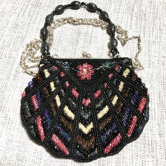 Vintage Handbags - Vintage New One Of A Kind Handmade Victorian Style Beaded Satchel Crossbody Bag